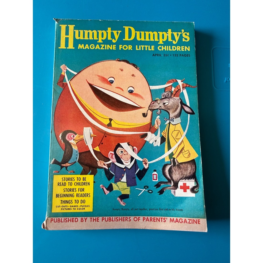Vintage Humpty Dumpty Magazine April 1956 Childrens Stories Paper Dolls AS-IS
